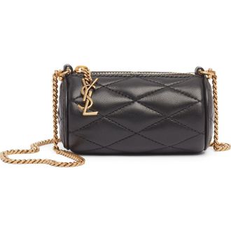 Saint Laurent Micro Sade Quilted Leather Tube Bag in Noir at Nordstrom