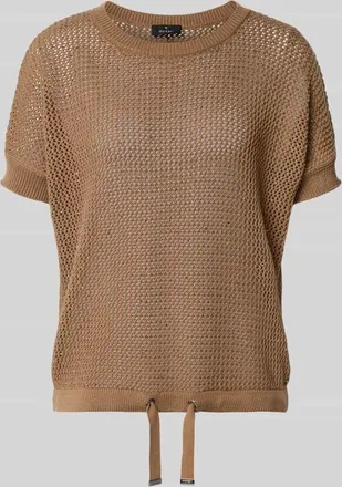 Monari Strickpullover mit Ziersteinbesatz und Tunnelzug in Camel, Gr&ouml;&szlig;e 34
