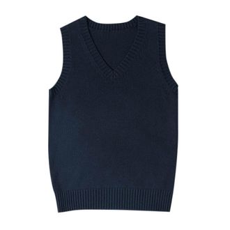 Generic Women Knitted Vest Sleeveless V Neck Sweater Tank Womens Solid Color Jumper Gilets Ladies Collegiate Style Knit Waistcoat for Autumn Winter Loose Casu