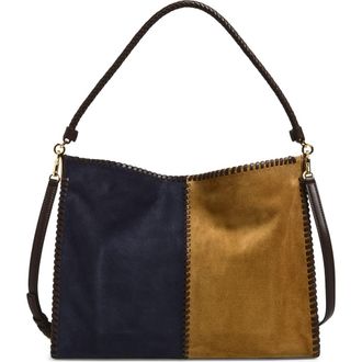 Veronica Beard Vida Colorblock Suede Hobo Bag in Cypress Multi at Nordstrom