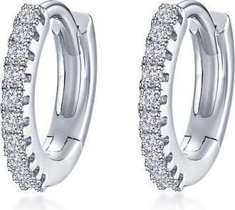 Lafonn Pav&eacute; Simulated Diamond Huggie Hoop Earrings in Silver at Nordstrom