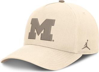 Nike Jordan Mens Michigan Natural Rise Jordan Brand Dri-FIT College A-Frame Adjustable Hat in Brown | JCB20DTUMWN-M4T