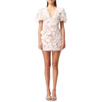 Elliatt Zayla Floral Appliqu&eacute; Cocktail Minidress in Ivory at Nordstrom Rack, Size X-Small