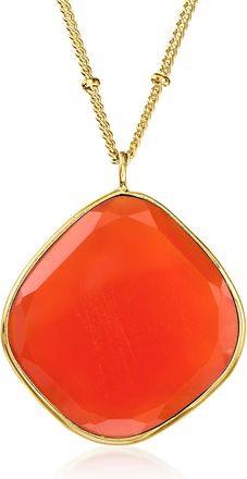 Ross-Simons Carnelian Necklace in 18kt Gold Over Sterling
