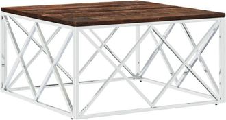 vidaXL Coffee Table Stainless Steel and Solid Wood Reclaimed Vidaxl