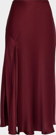 Sally Lapointe Satin Bias Midi Skirt
