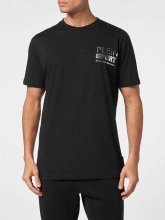 Plein Sport T-shirt in jersey con stampa grafica e logo laminato a contrasto