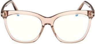 Tom Ford 54mm Butterfly Blue Light Blocking Optical Glasses in Rose Champagne /Blue Block at Nordstrom