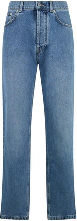 Moschino Jeans, Dames, Blauw, M, Denim, High Waist Denim Pants