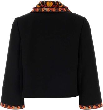 Emilio Pucci Womens Black Gabardine Blazer Nero Giacche E Gilet Jacket