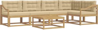 vidaXL Conjunto De Sof&aacute;s De Exterior 6 Uds. Y Beige Poli&eacute;ster Vidaxl