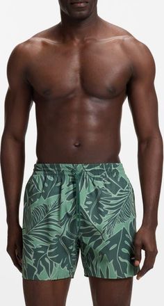BOSS Pirhana Swim Trunks in Open Green at Nordstrom, Size Xx-Large
