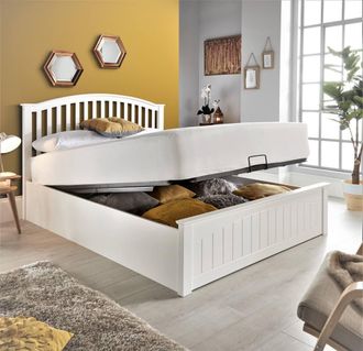 Bedmaster Grayson Wooden Ottoman Bed in White | Size: Double