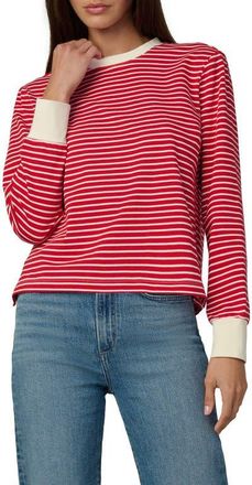 Joe's Stripe Long Sleeve Cotton T-Shirt in Cherry Red/Ecru Stripe at Nordstrom, Size X-Large