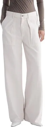 A Gold E Low Curve Low Rise Wide Leg Utility Pants in Bone Lt Off Wht at Nordstrom, Size 27