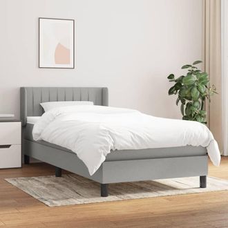 vidaXL Cama Box Spring Con Colch&oacute;n Tela Gris Claro 90x200 Cm Vidaxl