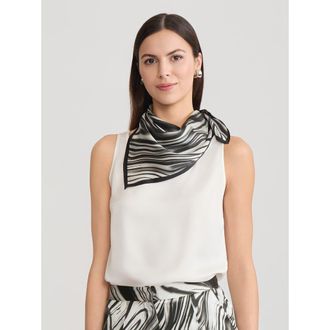 Misook Marble Print Silk Scarf in Black/white at Nordstrom