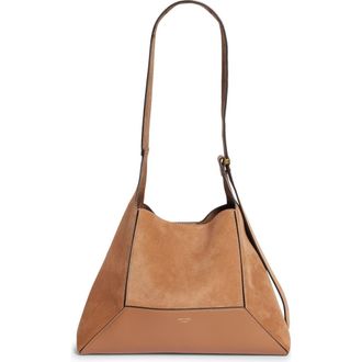 Jimmy Choo London Medium Diamond Leather & Suede Hobo Bag in Toffee/Gold at Nordstrom