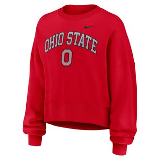 Nike Ohio State Phoenix Arch Nike Womens College Pullover Crew in Red | 01D765NOH-Y48