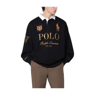 Polo Ralph Lauren Relaxed Fit Big Pony Rugby Sweatshirt - Heren - Tops - Zwart - Maat: XL Katoen