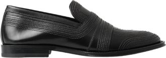 Dolce & Gabbana Zwarte Leren Slippers Loafers Gevoegde Schoenen