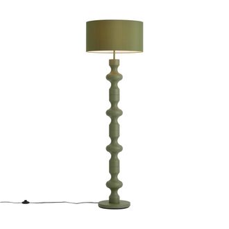 QAZQA Qazqa Lampada Da Terra Retr&ograve; Verde Con Paralume In Tessuto 160 Cm