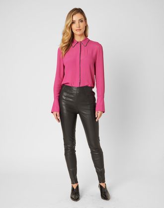 Adrienne Landau Obsidian Stretch Leather Legging