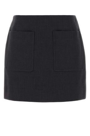 Bottega Veneta Graphite Cotton Blend Mini Skirt
