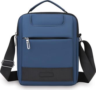 Generic Compatible For Mens Large Capacity Portable Messenger Bag Vertical Fashion Multifunctional Single Shoulder(Blue)