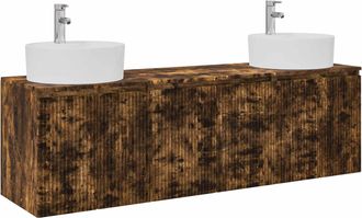 vidaXL Juego De Muebles De Ba&ntilde;o 3 Uds. Roble Ahumado Vidaxl