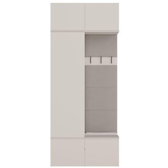Topeshop HAGA - Appendiabiti a 3 ganci e armadio - Guardaroba da ingresso con seduta 238x100x35 cm - Beige cashmere