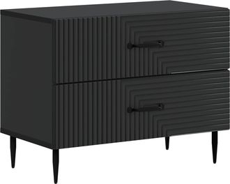 vidaXL Armario De Noche Negro 62 X 34,5 X 47,5 Cm Madera De Ingenier&iacute;a Vidaxl