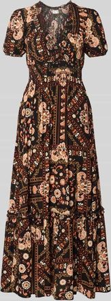 Apricot Maxikleid aus Viskose mit V-Ausschnitt in Black, Gr&ouml;&szlig;e XXL