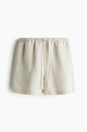 H&M Kordelzugshorts aus Leinenmix - Hellbeige