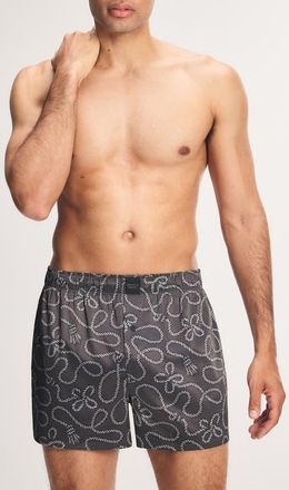 Savage x Fenty Savage X Satin Boxers in Deepest Grey Swirly Rope Print at Nordstrom, Size Xx-Large