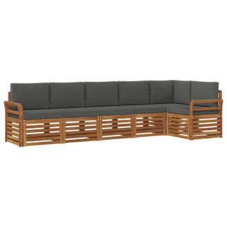 vidaXL Conjunto De Sof&aacute; Seccional Con Coj&iacute;n 6 Pcs Natural Y Antracita Vidaxl