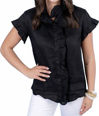 English Factory Ruffle Linen Top In Black