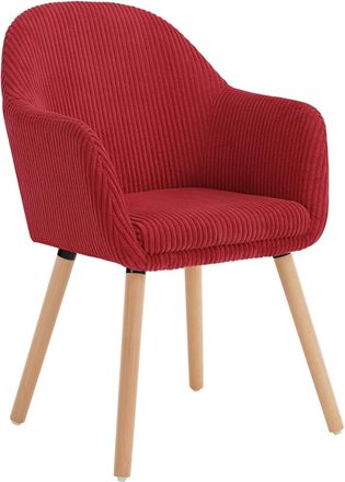 Woltu 1x Sillas De Comedor Sillas De Cocina Giratorias Con Patas De Metal Para Comedor. Asiento De Pana. Patas De Madera. Rojo - Woltu