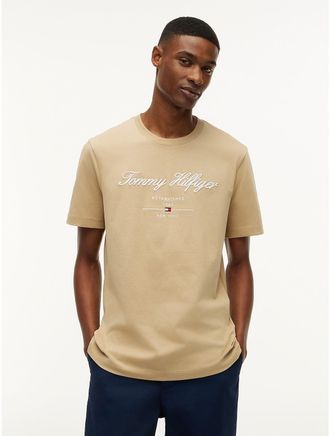 Tommy Hilfiger Mens Embroidered Script Logo T-Shirt - Batique Khaki - XXL