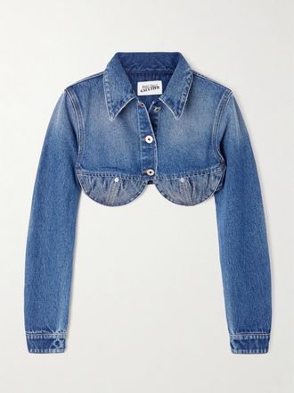 Jean Paul Gaultier Giacca Cropped In Denim - Blu
