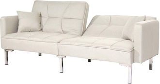 Hhg Non utilizzato] Divano letto sofà reclinabile 3 posizioni HHG 894 tessuto avorio beige