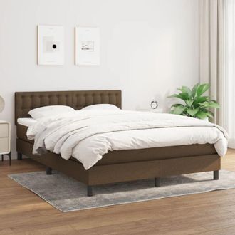 vidaXL Vidaxl - Cama Box Spring Con Colch&oacute;n Tela Marr&oacute;n Oscuro 140x200 Cm