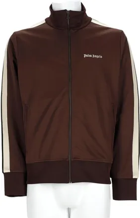 Palm Angels Brown Sleeve Stripes Polyester Zip-Through Knit Jacket