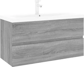 vidaXL Mueble De Ba&ntilde;o Con Lavabo Madera Contrachapada Gris Sonoma Vidaxl