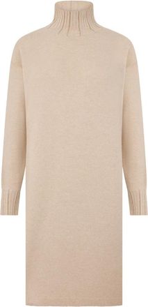 Fabiana Filippi Kleedjes, Dames, Beige, M, Wol, Jurk met hoge hals