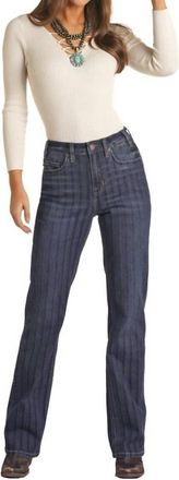 Panhandle Rock & Roll Cowgirl High Rise Boot Cut Jean In Jacquard Striped