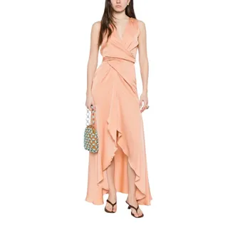 Nouvelle/Silk95Five Wrap Dresses, female, Orange, Size: S Shangri La Long Dress