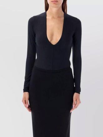 &Eacute;terne modal long-sleeve v-neck bodysuit