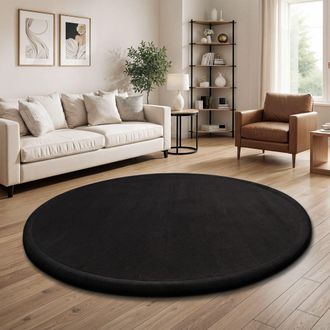 Paco Home Paco Home - Alfombra De Habitacion Bebe Infantil Ni&ntilde;a Ni&ntilde;o De Juego Suave Antideslizante Negro, &Oslash; 160 Cm Redon