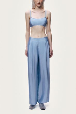 Nocturne Wide Leg Pleat Front Trousers in Blue at Nordstrom, Size Medium